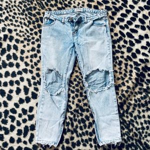 One x One Teaspoon destroyed cropped denim jeans
